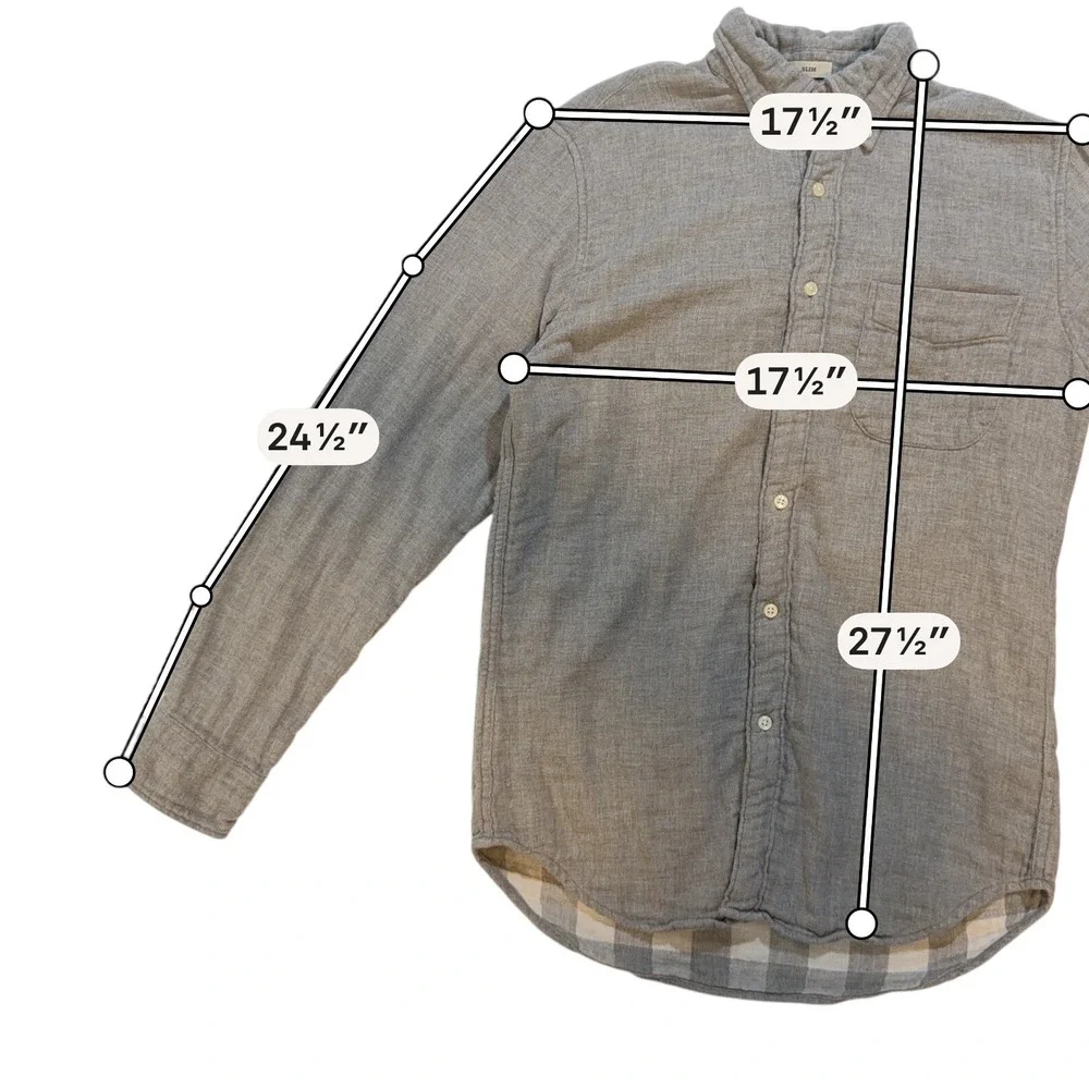 J.Crew Slim Gray Cotton Button Front Shirt Men's Small